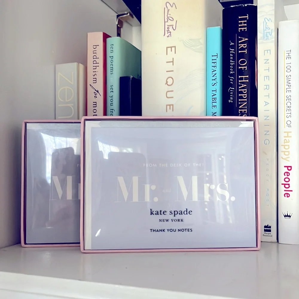 ♠️ 💍 KATE SPADE THANK YOU CARD SET “From The Desk Of MR. and MRS.” 10 Notecards